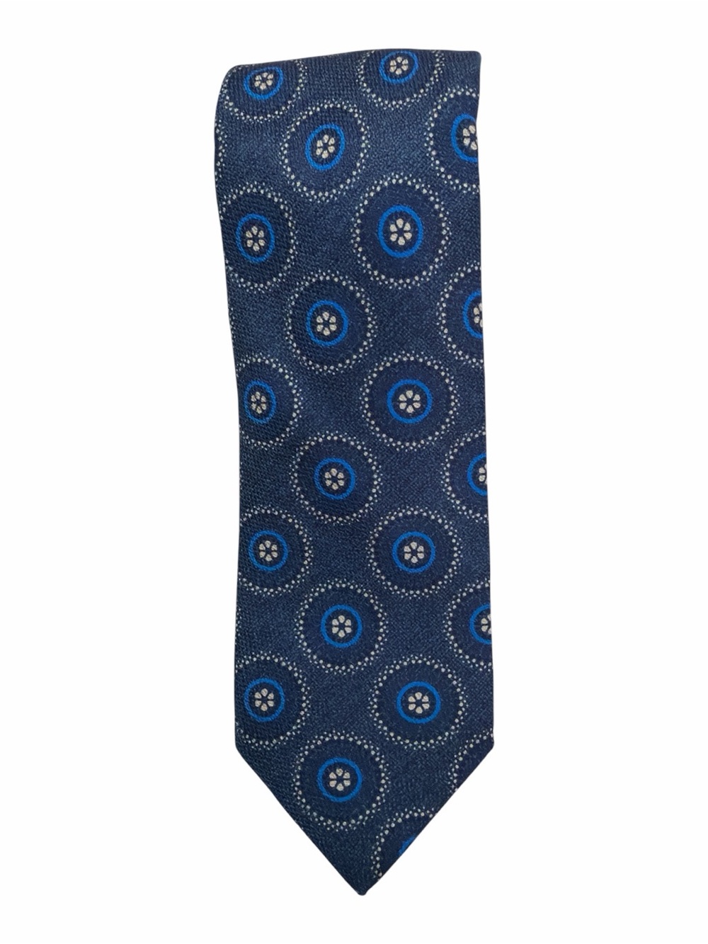 Sartoria Rossi Blue Silk Tie Circular Medallion Design Made in Italy NWOT